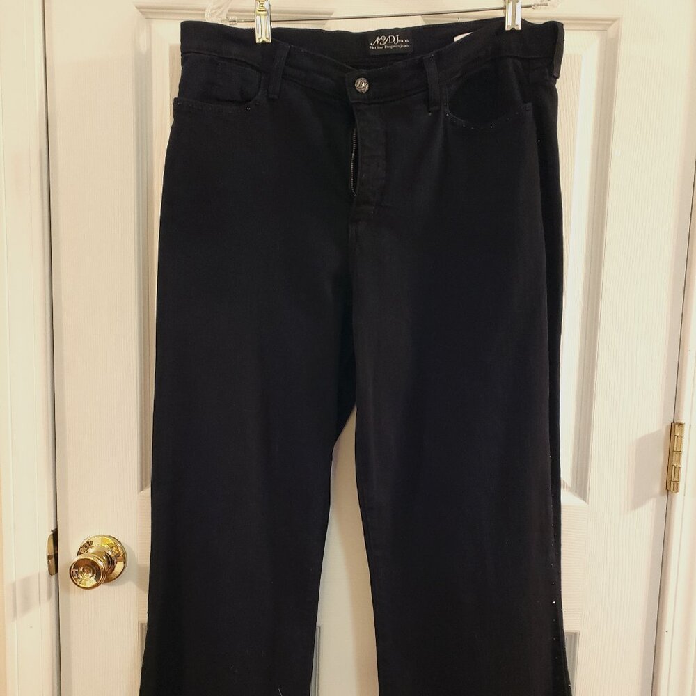 NYDJ bootcut black jeans with sparkle embellishments, sz 14
